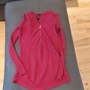 Cato Women's Ribbed Long Sleeve Top - Burgundy